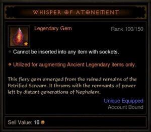 How to Use Whisper of Atonement in Diablo 3?