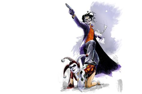 Harley Quinn, Joker, Simple background, Weapon, Gun, Artwork, Comics HD ...