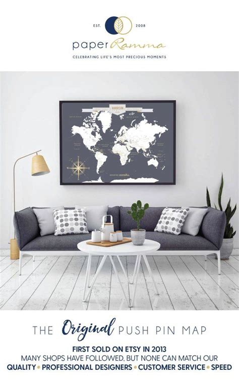 Custom Map, Custom Canvas Map, Custom World Map Art Print, World Custom Push Pin Map, Custom ...