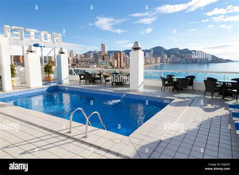 Rooftop pool in Hotel Centro Mar benidorm old town with view of new ...