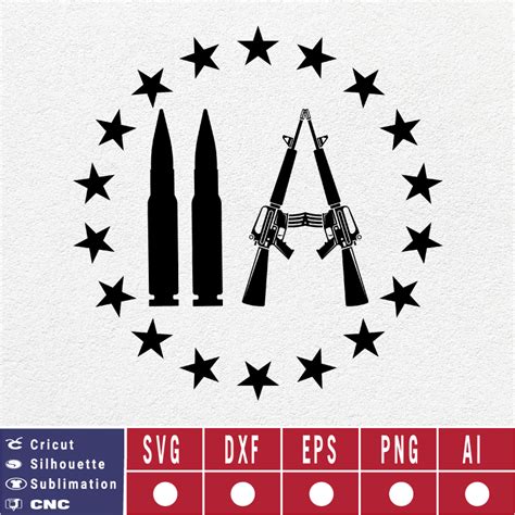 2nd amendment SVG guns and stars SVG EPS DXF PNG AI Instant Download - Arts Vector