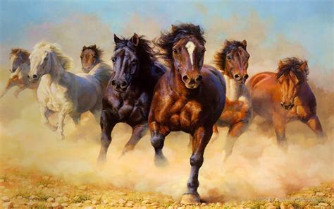 Animals Wild Horses Galloping Hd Wallpaper 3840x2400 : Wallpapers13.com