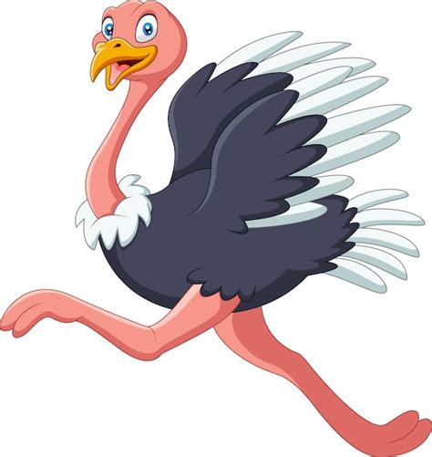 Premium Vector | A cute cartoon ostrich running