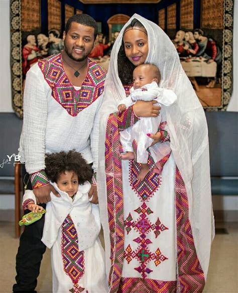 Clipkulture | Lovely Family In Habesha Kemis Traditional Clothes