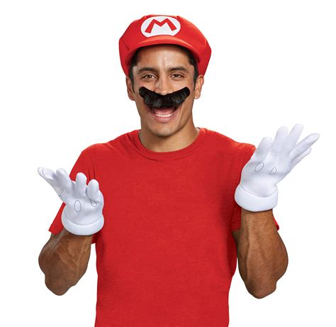 Buy Nintendo Super Mario Adults Red Hat & Moustache Plumber Costume Accessories, Online at ...