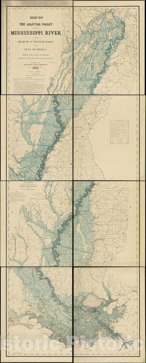 Historical Map, 1899 Map of The alluvial Valley of The Mississippi ...