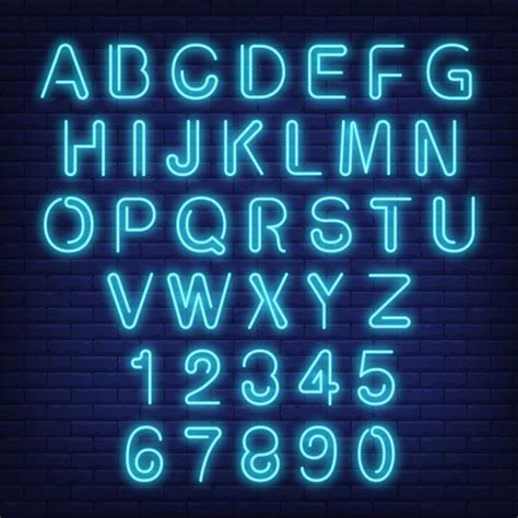 Blue Neon English Alphabet and Numbers Vector Free Download. #neon #vector #lettering ...