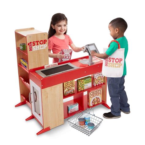 Melissa & Doug Deluxe One Stop Shop Play Store Set - 63pc Kids Play ...