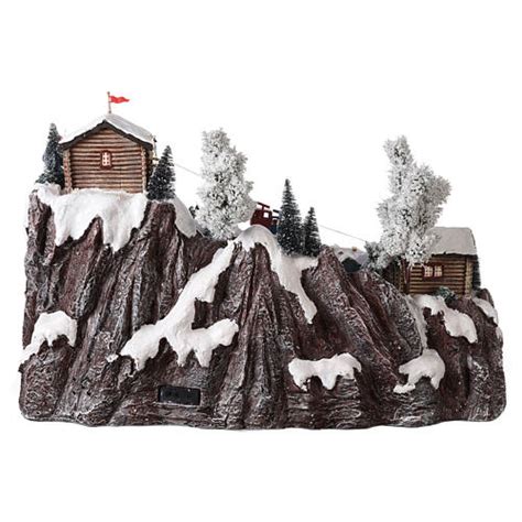 Christmas village cable car ski slope skaters music lights 40x60x50 cm ...