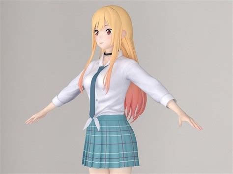 T pose nonrigged model of Marin Kitagawa anime girl 3D model | CGTrader