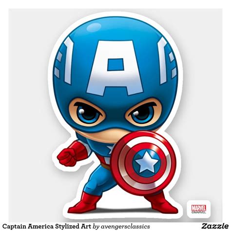 Captain America Stylized Art Sticker | Zazzle | Captain america drawing, Captain america art ...