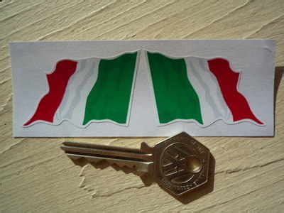 Italian Wavy Flag Stickers. 2", 3", or 4" Pair.