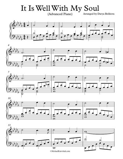 Free Piano Arrangement Sheet Music – It Is Well With My Soul – Michael Kravchuk