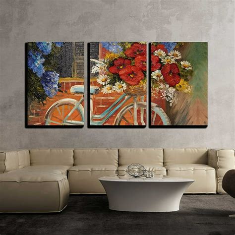 Wall26 3 Piece Canvas Wall Art - Oil Painting on Canvas - Flowers near ...