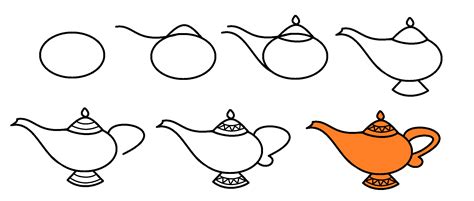 Genie Lamp step-by-step drawing tutorial | Aladdin art, Aladdin, Drawing tutorial