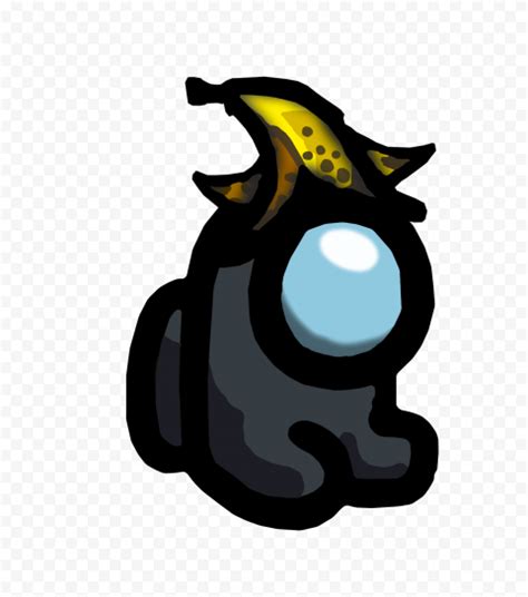 HD Black Among Us Mini Crewmate Character Baby With Banana Hat PNG | Citypng