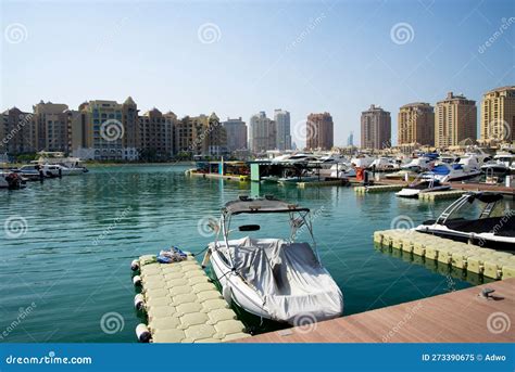 Marina at the Pearl stock image. Image of landmark, lagoon - 273390675