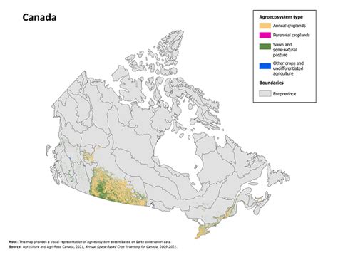 Canadian agroecosystem extent, by agroecosystem type, 2021, based on ...