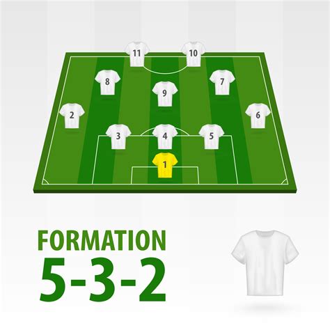 Football players lineups, formation 5-3-2. Soccer half stadium. 7103857 Vector Art at Vecteezy