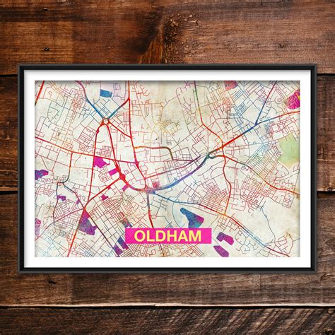 Oldham Map Original Art Print City Street Map of Oldham - Etsy