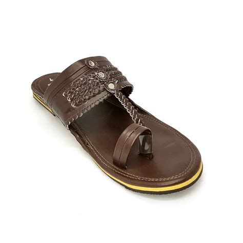 Men's Ethnic Kolhapuri Chappals Dark Brown - TrishaStore.com