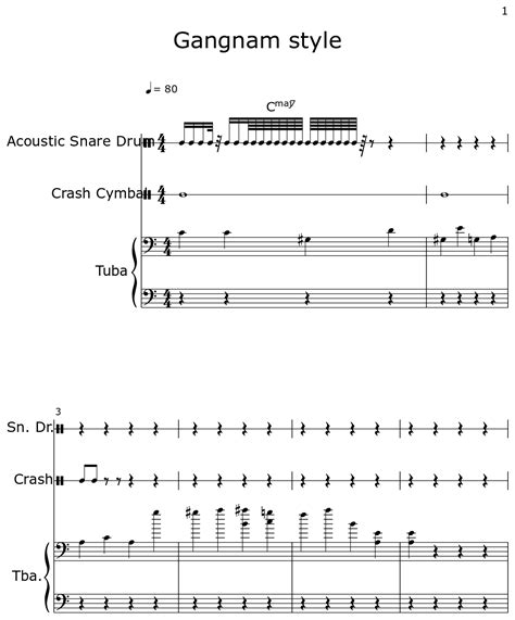 Gangnam style - Sheet music for Drum Set, Tuba