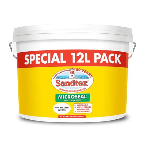 Sandtex Smooth Masonry 12L White Exterior Paint