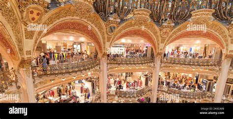 Interior view of Galeries Lafayette Haussmann in Paris, France ...