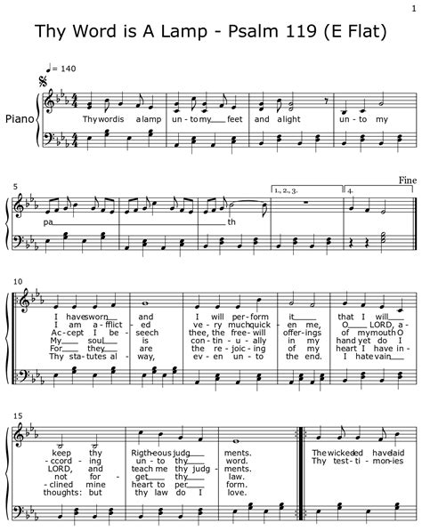 Thy Word is A Lamp - Psalm 119 (E Flat) - Sheet music for Piano