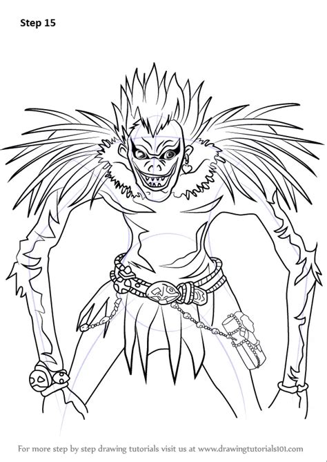 How to Draw Ryuk from Death Note (Death Note) Step by Step | DrawingTutorials101.com