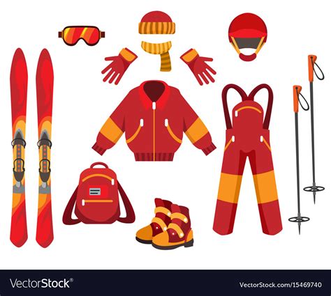 Ski clothes and equipment Royalty Free Vector Image