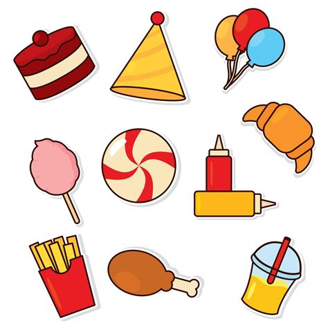 Set of colored food emoji icons Vector 28154291 Vector Art at Vecteezy