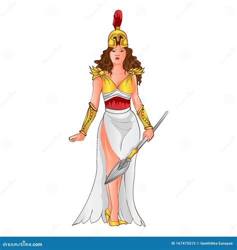 Greek God and Goddess Vector Illustration Series, Athena Stock Vector ...