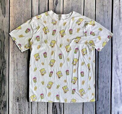 The Simpsons T Shirt Men's Large White Short Sleeve Bart Brain Freeze ...