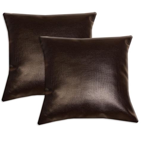 Dark Brown Faux Leather Accent Pillows (Set of 2) - 13340875 - Overstock.com Shopping - Great ...