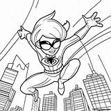 Superhero Spider Girl In Action Coloring Page  Pagescom sketch template