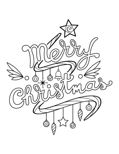 Printable Cursive Merry Christmas Coloring Page