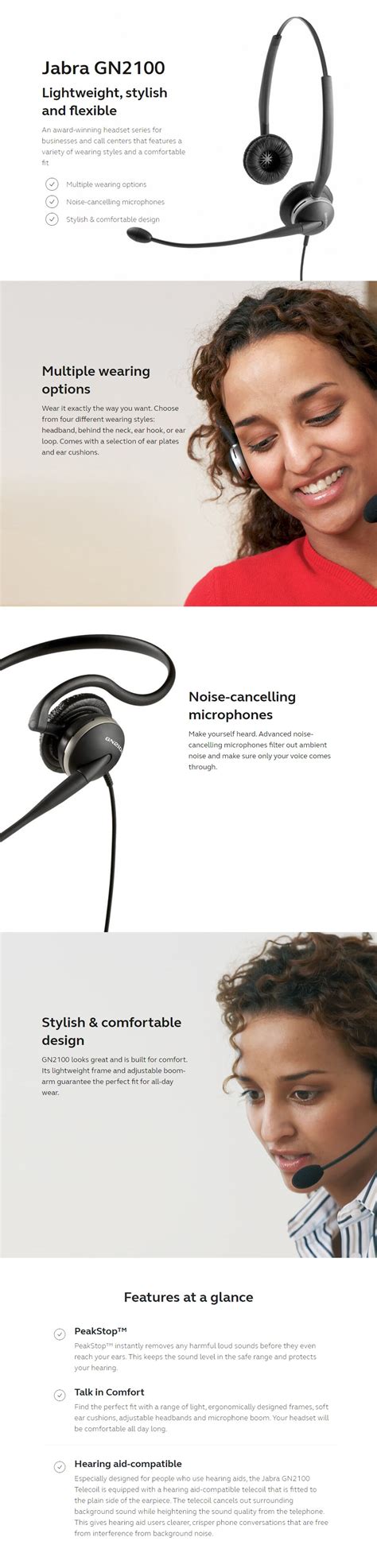 Jabra GN 2100 Flex Headset for use with Telecoil Hearing Aid - 2127-80-54 | Mwave