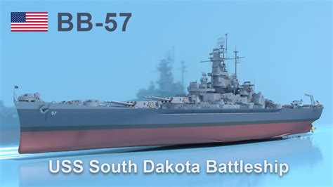 3D uss south dakota battleship model - TurboSquid 1357443