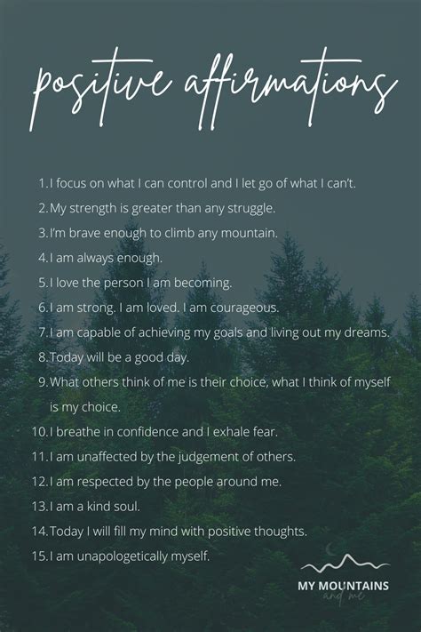 50 Positive Affirmations to Improve Your Mindset — My Mountains and Me