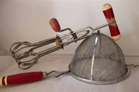 Vintage Red Handled Kitchen Utensils