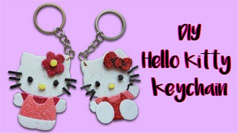 How to make hello kitty keychain with Glitter Foam Sheet, DIY hello ...