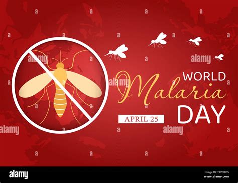 World Malaria Day on April 25 Illustration with Earth Protected from Mosquitoes in Flat Cartoon ...