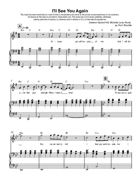 Tunescribers | I'll See You Again | Sheet Music