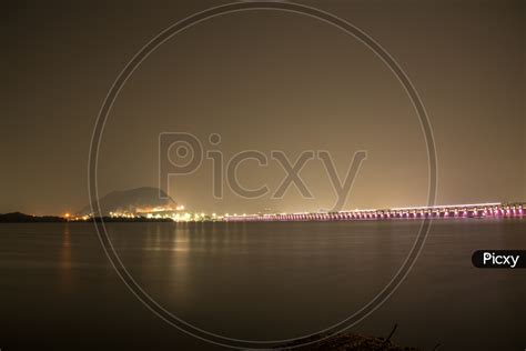 Image of Prakasam barrage Night view from storage side.-WB386965-Picxy