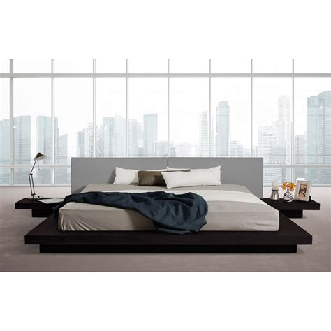 Modrest Opal Modern Low Profile Platform Eastern King Bed - Black and ...