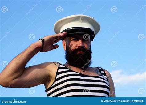 Funny Captain Sailor Wearing Hat. Seaman Fun. Stock Image - Image of handsome, eccentric: 200922335