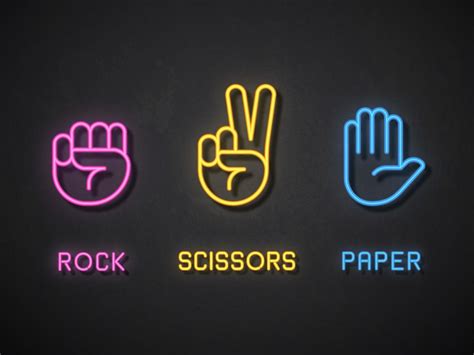 Rock Paper Scissors Neon Icons 691497 Vector Art at Vecteezy