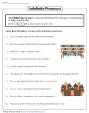 Indefinite Pronouns Worksheets