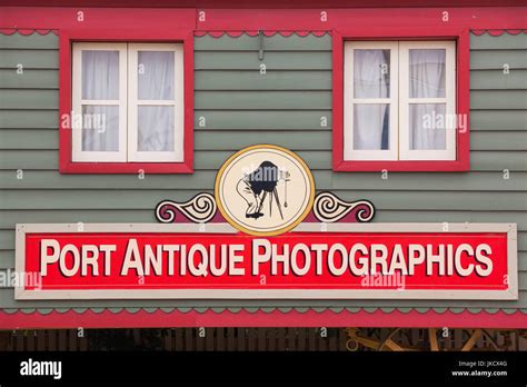 Australia, Victoria, VIC, Echuca, Historic Port of Echuca, Murray River, sign for Port Antique ...